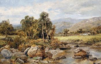 River landscape, near Capel Curig, North Wales by 
																	James Callowhill