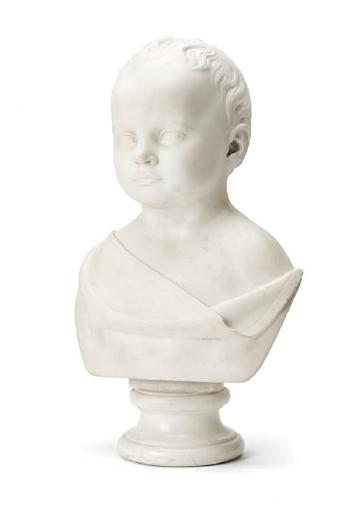 Marble bust of a young boy by 
																	Donald Campbell Haggart