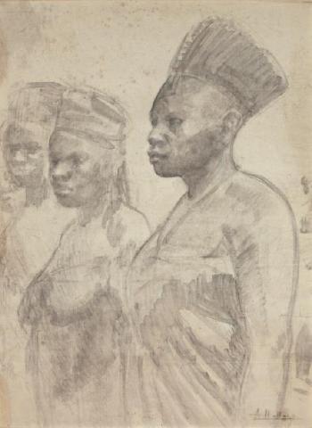 Trois personnages africains by 
																	A Hattaly