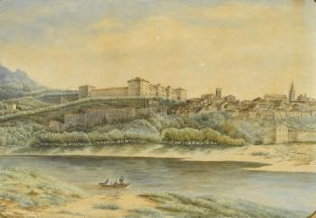 Moncalieri and the Castello Reale, from the Po by 
																			E Tirone