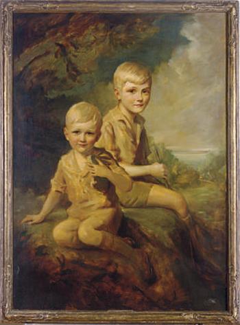 Portrait of two young boys seated in a verdant landscape by 
																	Julian Lamar