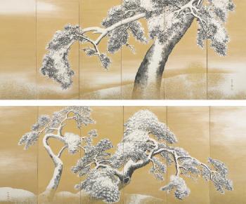Pine trees in snow by 
																	Kunii Oyo