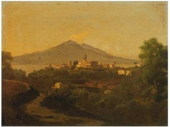 Vue présumée de Vico Equense; le Vésuve et la baie de Naples by 
																	Ernest Joachim Dumax