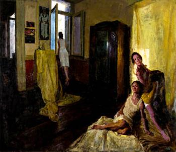 Three girls in an interior by 
																	Rafael Baikas