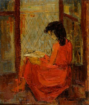 Girl reading by 
																	Clio Natsi
