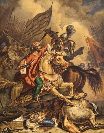 Battle between German and Turkish Calvary by 
																	Louis Joseph Fanelli-Semah