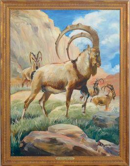 A herd of Ibex in the canyons by 
																	Wilhelm Eigener