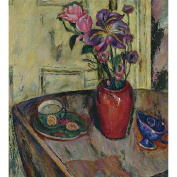 Flowers In A Red Vase by 
																	Abraham Manievitch