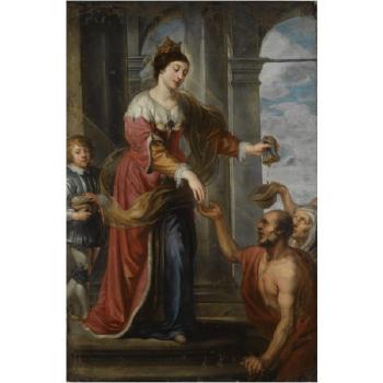 A Female Saint Giving Alms, Probably Saint Elizabeth Of Hungary by 
																			Philips Fruytiers