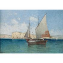 On The Rocks & Boat On Calm Waters; A Pair by 
																			Konstantin Romanidis