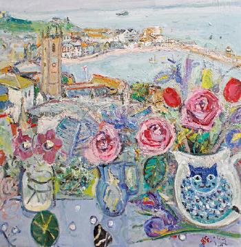 Iris, roses & hellebores, St Ives by 
																	Linda Weir