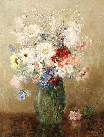 Vase of mixed flowers by 
																	Agnes Raeburn