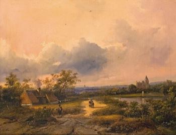 Weite Landschaft mit Figuren by 
																	Johannes Petrus van Velzen