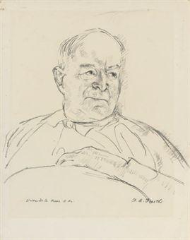 Portrait of Walter de la Mare by 
																	Hubert Andrew Freeth