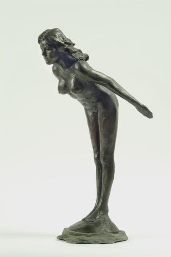Nude female leaning forward by 
																	Graham Ibbeson