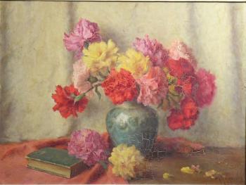 Bouquet d'hortensias dans un vase vert by 
																	Gaston Hamanovick
