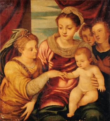 Le mariage mystique de Sainte-Catherine by 
																	Giambattista Zelotti Farinati