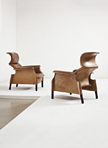 Pair of Sanluca armchairs by 
																	Achille Castiglioni