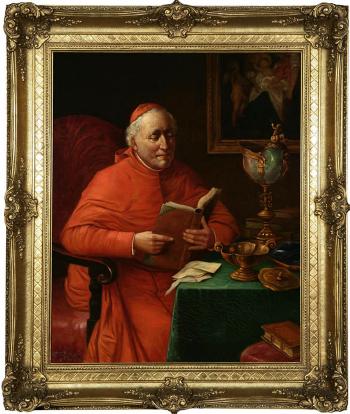 Seated Cardinal reading by 
																			Franz Pribil