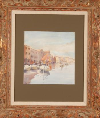 Venetian canal scene by 
																			Morgan Colt