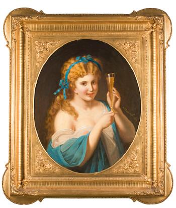 Junges Mädchen mit Champagnerflöte by 
																	Marcel Johann von Zadorecki