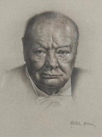Portrait of Sir Winston Churchill by 
																	Robin Elvin