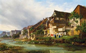 Ansicht der Vorstadt in Meissen by 
																	Johann Gottfried Pulian