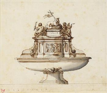 Entwurf fur einen Brunnen by 
																	Filippo Juvarra