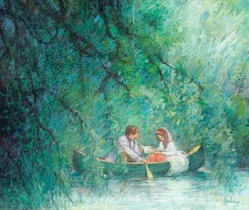 Untitled: Young couple in a canoe by 
																	Andre l'Archeveque