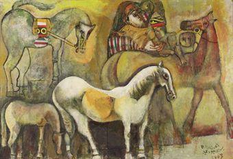 Horses with Family by 
																	Georges Bahgoury