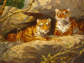 Tigers resting by 
																	Alan Fearnley