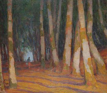 A Forest Road with Figures by 
																	Ludovit Csordak