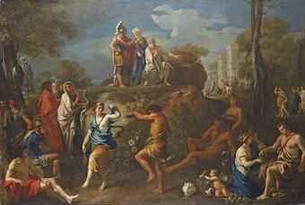 Aeneas seeking the counsel of Anchises in Hades by 
																	Alexandre Ubelesski