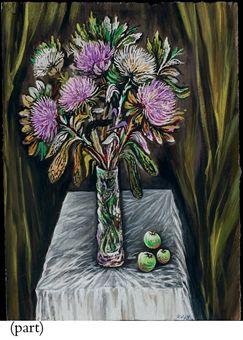 Still life with chrysanthemums and apples by 
																	Igor Ershov