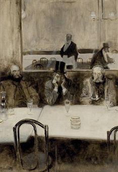 Paul Verlaine, Bibi la Purée et Stéphane Mallarmé au café Procope by 
																	Serafino Macchiati