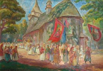 La procession by 
																	Stanislaw Paciorek