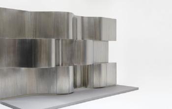 Important and unique stainless steel wall cabinet by 
																	Claire Bataille