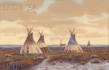 Indian encampment by 
																	Paul Surber
