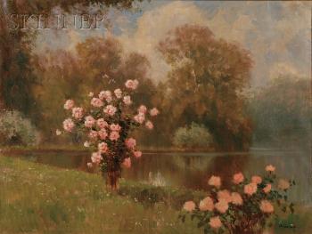 Rose trees by the lake by 
																	Ferenc Olgyai