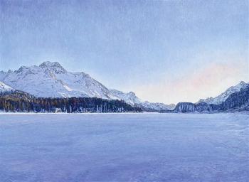 Winter evening at Lake Silser by 
																	Valentin Roschacher