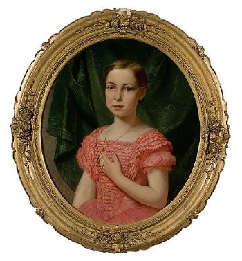 Girl in pink dress by 
																			Ludwig Neustatter