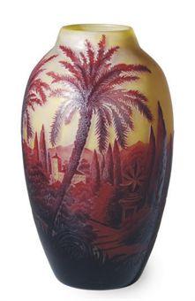 A French Cameo Glass Landscape Vase by 
																	 D'Argental