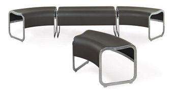 An Italian Chromed-Metal And Leather Sectional Bench by 
																	Shin Azumi
