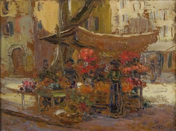Etal de fleurs à Toulon by 
																	Victor Louis Cuguen