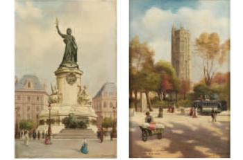 La Statue de la République, Place de la République. La tour Saint Jacques by 
																	Julien Leon Hameau
