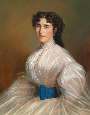 Portrait of a lady in a white dress by 
																	Joseph Nitschner