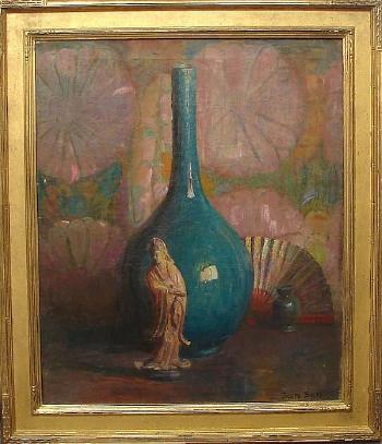 Still life with green vase by 
																			Joseph Sacks