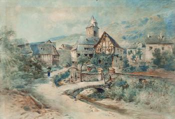 Deutsches Dorf mit alten Fachwerkhausern by 
																	Nicolai Astudin
