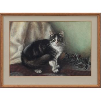 Cat with mistletoe by 
																			Ada E Tucker