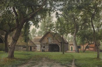 Landscape with stables and farmhouse by 
																	Alfred Elsen